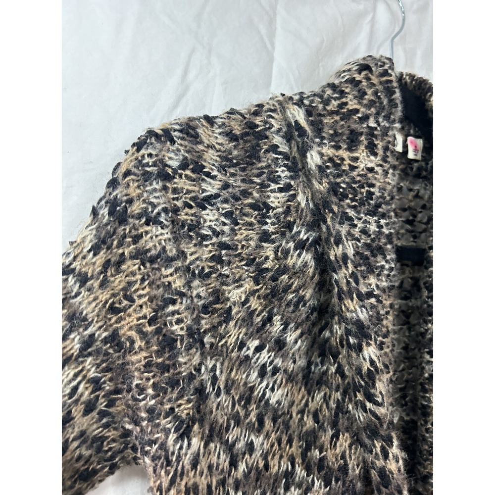 Cato Brown Black Space Dye Chunky Knit Open Front Cardigan Size M Longline - Picture 3 of 13